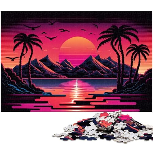 Puzzle 1000 Teile für Erwachsene, Neon-Retro-Landschaftspuzzle für Erwachsene, Denkspiel für Teenager, 50 x 75 cm / 19,68 x 29,52 Zoll von JIANGENNF