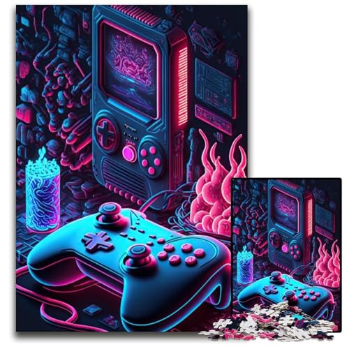 Puzzle 1000 Teile für Erwachsene, Neon-Spiel, Papppuzzle, perfekt als Geburtstags-, Weihnachts, 26x38cm/10,23x14,96 Zoll von JIANGENNF