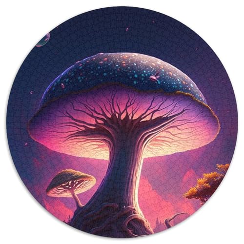 Puzzle 1000 Teile für Erwachsene, Neonpilze, rund, Puzzle 1000 Teile für Erwachsene, ideales DIY-Dekor und Denksportgeschenk (Größe 67,5 x 67,5 cm) von JIANGENNF