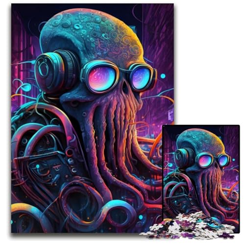 Puzzle 1000 Teile für Erwachsene, Octopus Punk, anspruchsvolles Rätsel, anspruchsvolles Denkspiel für Teenager, unterhaltsames interaktives Spiel für die ganze Familie, 26x38cm/10,23x14,96 Zoll von JIANGENNF
