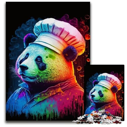Puzzle 1000 Teile für Erwachsene, Panda Cooks, Papppuzzles für Reiseliebhaber und Paare, anspruchsvolles Spielzeug, 26x38cm/10,23x14,96 Zoll von JIANGENNF