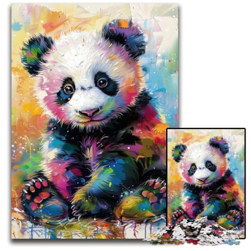 Puzzle 1000 Teile für Erwachsene, Panda-Malerei, Holzpuzzle für Reiseliebhaber und Paare, anspruchsvolles Spielzeug, 50x75cm/19,68x29,52 Zoll von JIANGENNF