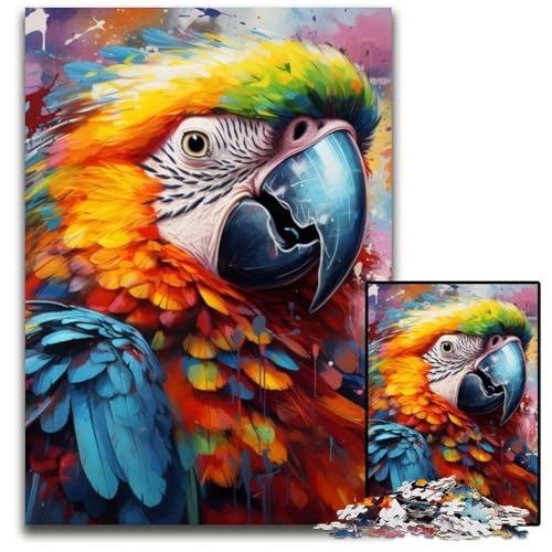 Puzzle 1000 Teile für Erwachsene, Papagei, schwierige Puzzles für Erwachsene, DIY-Kunstwerk, 26x38cm/10,23x14,96 Zoll von JIANGENNF