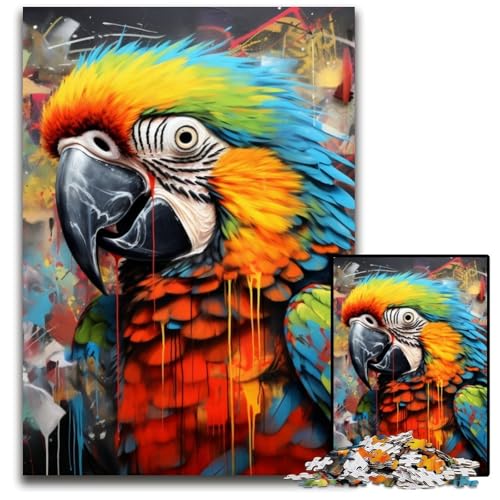 Puzzle 1000 Teile für Erwachsene, Papageien-Graffiti, schwierige Puzzles für Erwachsene, DIY-Kunstwerk, 50x75cm/19,68x29,52 Zoll von JIANGENNF