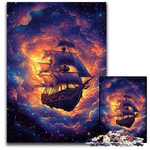 Puzzle 1000 Teile für Erwachsene, Piratenschiff-Puzzle, anspruchsvolles Denkspiel für Teenager, Spaß für den Familienspielabend, 26x38cm von JIANGENNF