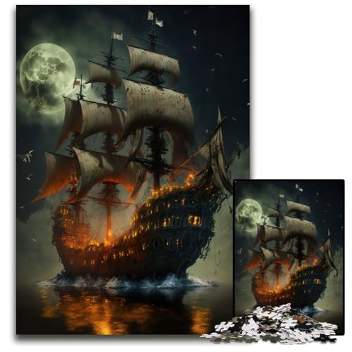 Puzzle 1000 Teile für Erwachsene, Piratenschiff-Puzzle für Erwachsene, Eltern, Partner, Freunde – ab 14 Jahren, 26x38cm/10,23x14,96 Zoll Puzzle 1000 Teile für Erwachsene, Piratenschiff-Puzzle für Erwachsene, Eltern, Partner, Freunde – ab 14 Jahren, 26x38cm/10,23x14,96 Zoll von JIANGENNF