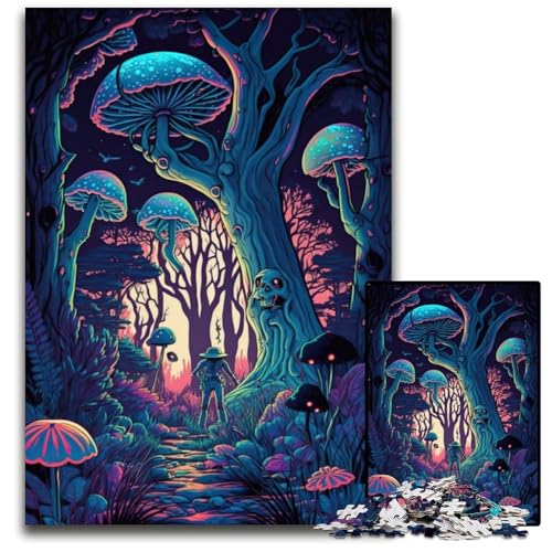 Puzzle 1000 Teile für Erwachsene, Psychedelische Pilzwälder, Puzzles für Erwachsene, interaktives Familienspiel, Bastelgeschenk mit farbenfrohen Kunstwerken, 26x38cm/10,23x14,96 Zoll Puzzle 1000 Teile für Erwachsene, Psychedelische Pilzwälder, Puzzles für Erwachsene, interaktives Familienspiel, Bastelgeschenk mit farbenfrohen Kunstwerken, 26x38cm/10,23x14,96 Zoll von JIANGENNF