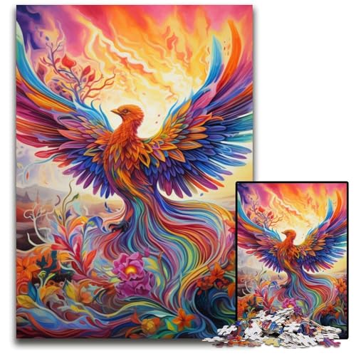 Puzzle 1000 Teile für Erwachsene, Psychedelischer Phönixvogel, Papppuzzle für Reiseliebhaber und Paare, anspruchsvolles Spielzeug, 26x38cm/10,23x14,96 Zoll von JIANGENNF