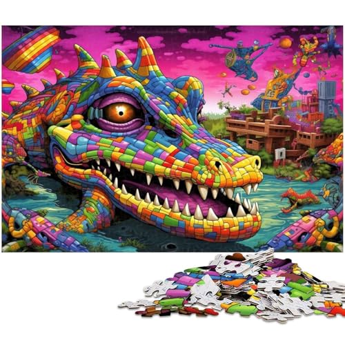 Puzzle 1000 Teile für Erwachsene, Psychedelisches Nilkrokodil, Unmögliches Puzzle für Erwachsene, Geburtstagsgeschenkidee, Herausforderndes Denkspiel, 26 x 38 cm / 10,23 x 14,96 Zoll Puzzle 1000 Teile für Erwachsene, Psychedelisches Nilkrokodil, Unmögliches Puzzle für Erwachsene, Geburtstagsgeschenkidee, Herausforderndes Denkspiel, 26 x 38 cm / 10,23 x 14,96 Zoll von JIANGENNF