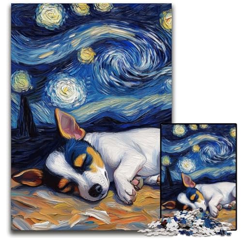 Puzzle 1000 Teile für Erwachsene, Rattenterrier, Sternenhimmel, Puzzle, anspruchsvolles Denkspiel, entspannendes Spielzeug für Teenager, 50x75cm/19,68x29,52 Zoll von JIANGENNF