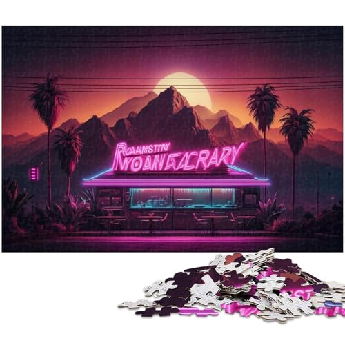 Puzzle 1000 Teile für Erwachsene, Retro-Neonlandschaft, Puzzles für Erwachsene, Denkspiel für Teenager, 50 x 75 cm / 19,68 x 29,52 Zoll Puzzle 1000 Teile für Erwachsene, Retro-Neonlandschaft, Puzzles für Erwachsene, Denkspiel für Teenager, 50 x 75 cm / 19,68 x 29,52 Zoll von JIANGENNF