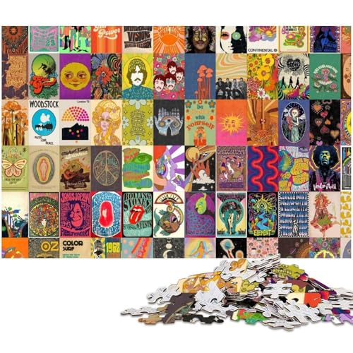 Puzzle 1000 Teile für Erwachsene, Retro-Psychedelische Puzzles für Erwachsene, Denkspiel für Teenager, 50 x 75 cm / 19,68 x 29,52 Zoll Puzzle 1000 Teile für Erwachsene, Retro-Psychedelische Puzzles für Erwachsene, Denkspiel für Teenager, 50 x 75 cm / 19,68 x 29,52 Zoll von JIANGENNF