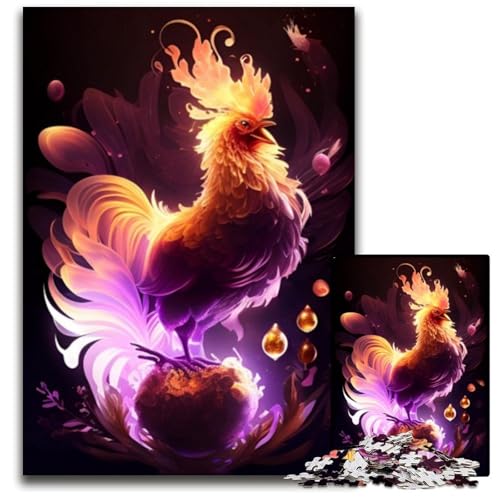 Puzzle 1000 Teile für Erwachsene, Schöner Hahn, Papppuzzle für Reiseliebhaber und Paare, anspruchsvolles Spielzeug, 26x38cm/10,23x14,96 Zoll von JIANGENNF
