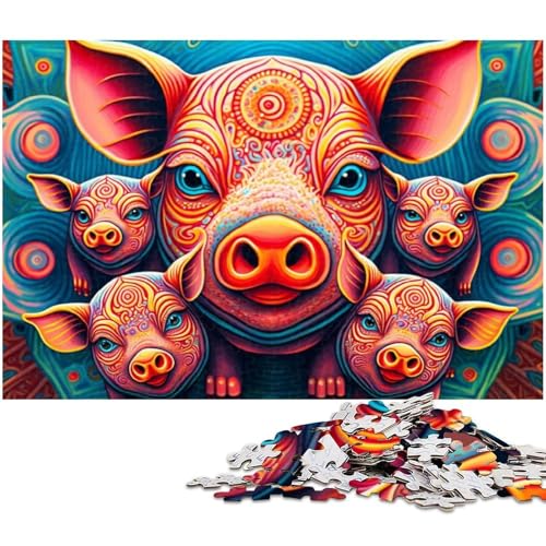 Puzzle 1000 Teile für Erwachsene, Schwein, Unmögliches Puzzle für Erwachsene, Geburtstagsgeschenkidee, Herausforderndes Denkspiel, 26 x 38 cm / 10,23 x 14,96 Zoll Puzzle 1000 Teile für Erwachsene, Schwein, Unmögliches Puzzle für Erwachsene, Geburtstagsgeschenkidee, Herausforderndes Denkspiel, 26 x 38 cm / 10,23 x 14,96 Zoll von JIANGENNF