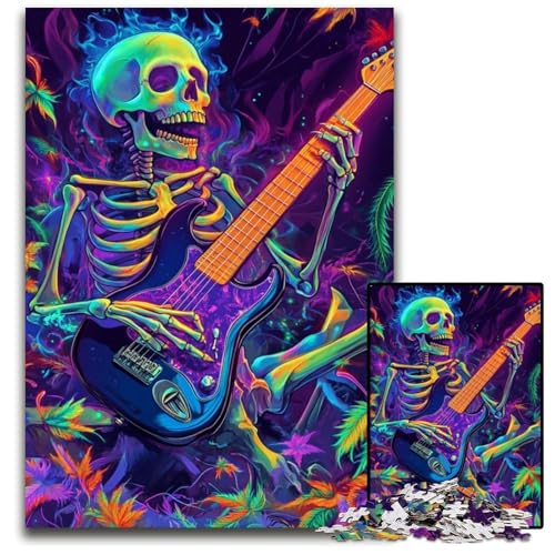Puzzle 1000 Teile für Erwachsene, Skelett spielt Gitarre, anspruchsvolles Denkspiel für Teenager, Spaß für den Spieleabend mit der Familie, 50x75cm Puzzle 1000 Teile für Erwachsene, Skelett spielt Gitarre, anspruchsvolles Denkspiel für Teenager, Spaß für den Spieleabend mit der Familie, 50x75cm von JIANGENNF