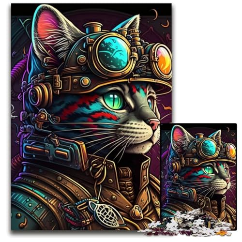 Puzzle 1000 Teile für Erwachsene, Steampunk-Katzen-Puzzle, Denksportaufgabe, Teenager und Heimdekoration, 26x38cm/10,23x14,96 Zoll Puzzle 1000 Teile für Erwachsene, Steampunk-Katzen-Puzzle, Denksportaufgabe, Teenager und Heimdekoration, 26x38cm/10,23x14,96 Zoll von JIANGENNF