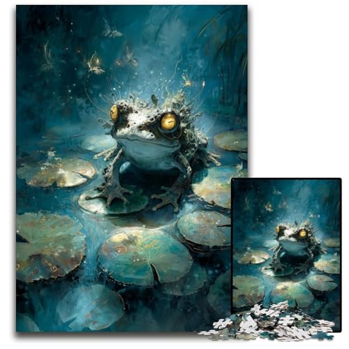 Puzzle 1000 Teile für Erwachsene, Teichfrosch, Holzpuzzle, Spielzeug, Geschenk, pädagogisches intellektuelles Dekomprimierungsspaß, Familienspiel, 50x75cm von JIANGENNF