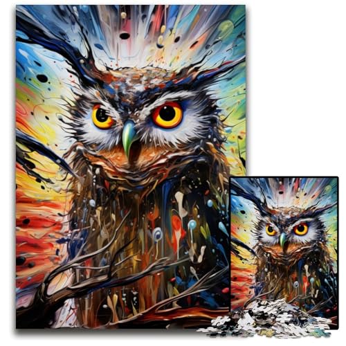 Puzzle 1000 Teile für Erwachsene, Tier-Eule, Papppuzzle für Reiseliebhaber und Paare, anspruchsvolles Spielzeug, 26x38cm/10,23x14,96 Zoll von JIANGENNF