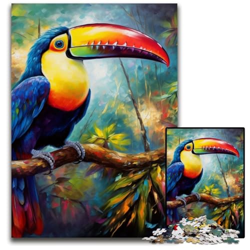 Puzzle 1000 Teile für Erwachsene, Tier-Tukane, Holzpuzzle, Weihnachten, Halloween, Ostern, Neujahr, 50x75cm/19,68x29,52 Zoll von JIANGENNF