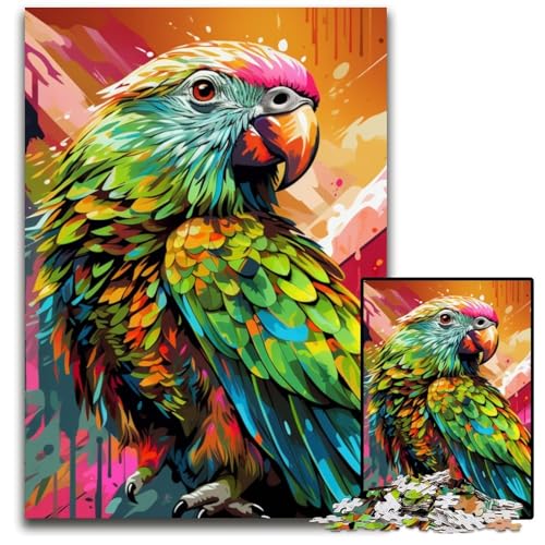 Puzzle 1000 Teile für Erwachsene, Tiere, Vögel, Papageien, Holzpuzzle, Spaß für den Familienspielabend, dekoratives Kunstwerk zum Selbermachen, 50x75cm/19,68x29,52 Zoll von JIANGENNF