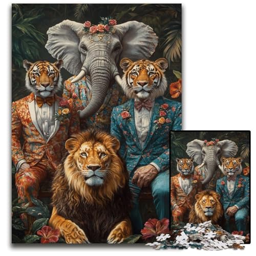 Puzzle 1000 Teile für Erwachsene, Tierfamilie, Holzpuzzle, schwierig und herausfordernd, tolle Geschenke und Spielzeuge für 14-Jährige, 50x75cm von JIANGENNF
