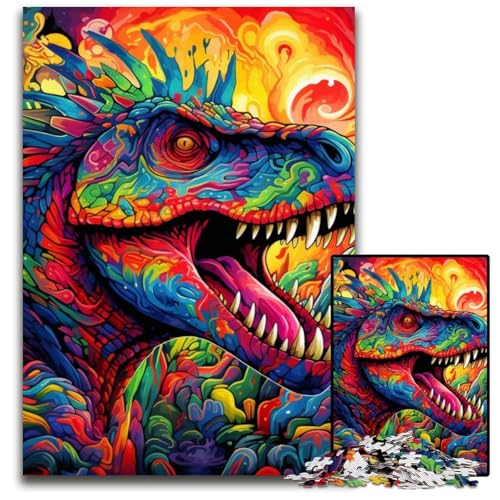 Puzzle 1000 Teile für Erwachsene, Uralte Dinosaurier, Holzpuzzle für Reiseliebhaber und Paare, anspruchsvolles Spielzeug, 50x75cm/19,68x29,52 Zoll von JIANGENNF