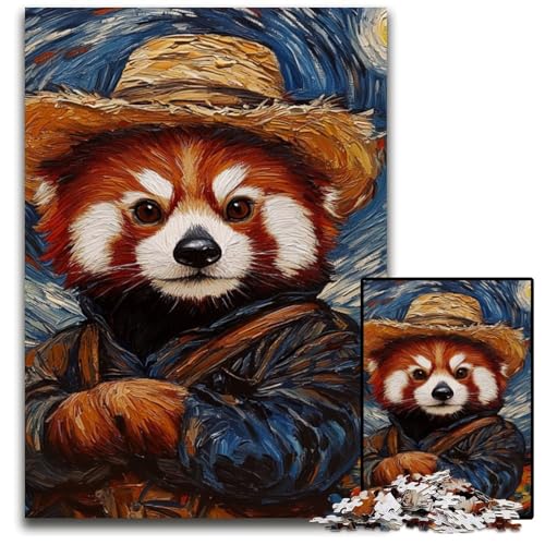 Puzzle 1000 Teile für Erwachsene, Van Gogh, Roter Panda, Puzzle für Erwachsene, Denkspiel für Teenager, 50x75cm/19,68x29,52 Zoll Puzzle 1000 Teile für Erwachsene, Van Gogh, Roter Panda, Puzzle für Erwachsene, Denkspiel für Teenager, 50x75cm/19,68x29,52 Zoll von JIANGENNF