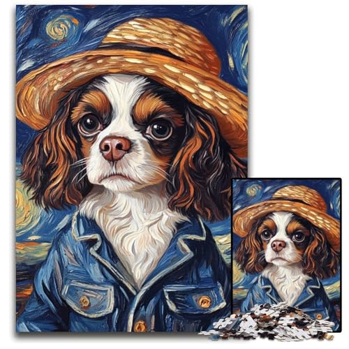 Puzzle 1000 Teile für Erwachsene, Van Gogh-Hund, Holzpuzzle für Erwachsene, interaktives Familienspiel, Denksportaufgabe, Lernspielzeug, 50x75cm/19,68x29,52 Zoll von JIANGENNF