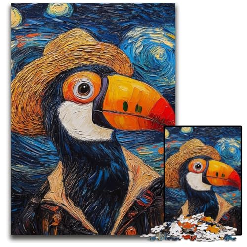 Puzzle 1000 Teile für Erwachsene, Van Gogh Papagei, Puzzle für Erwachsene, Denksportaufgabe, Spiel für Erwachsene, interaktive Familienaktivität, 50x75cm/19,68x29,52 Zoll von JIANGENNF