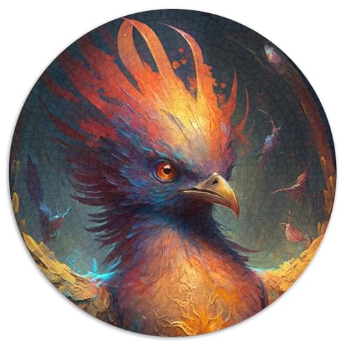 Puzzle 1000 Teile für Erwachsene, Vogel Phönix, rund, Puzzle 1000 Teile für Erwachsene, ideales DIY-Dekor und Denksportgeschenk (Größe 67,5 x 67,5 cm) von JIANGENNF