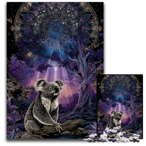 Puzzle 1000 Teile für Erwachsene, Wald-Koala, Holzpuzzle, Spielzeug, Geschenk, pädagogisches, intellektuelles, entspannendes Familienspiel, 50x75cm von JIANGENNF
