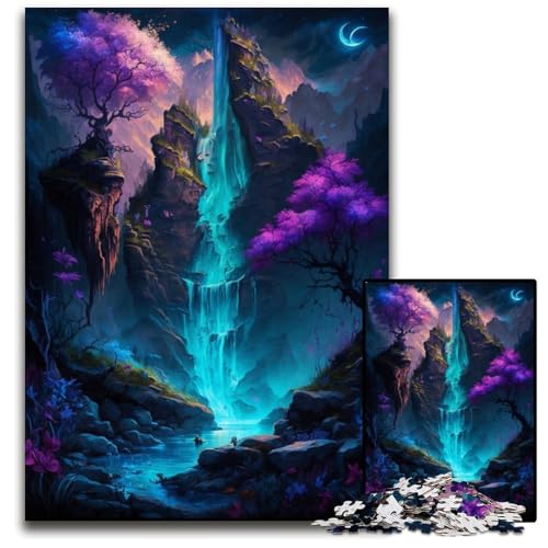 Puzzle 1000 Teile für Erwachsene, Wasserfall-Puzzles für Erwachsene, anspruchsvolles Denkspiel für Teenager, unterhaltsames interaktives Spiel für die ganze Familie, 26x38cm/10,23x14,96 Zoll von JIANGENNF