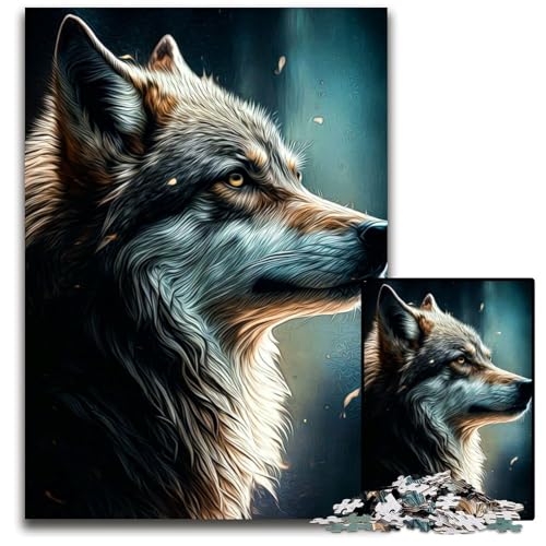 Puzzle 1000 Teile für Erwachsene, Wolf, Holzpuzzle für Erwachsene für Reiseliebhaber und Paare, anspruchsvolles Spielzeug, 50x75cm/19,68x29,52 Zoll von JIANGENNF