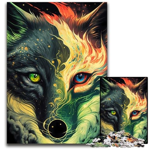 Puzzle 1000 Teile für Erwachsene, Wolf-Puzzle aus Pappe für Erwachsene, für Reiseliebhaber und Paare, anspruchsvolles Spielzeug, 26x38cm/10,23x14,96 Zoll von JIANGENNF