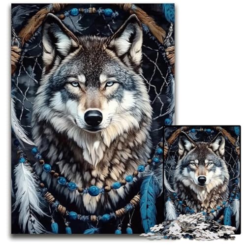 Puzzle 1000 Teile für Erwachsene, Wolfspuzzle, anspruchsvolles Denkspiel für Teenager, Spaß für den Familienspielabend, 26x38cm von JIANGENNF