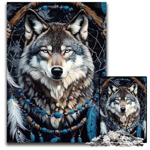 Puzzle 1000 Teile für Erwachsene, Wolfspuzzle, anspruchsvolles Denkspiel für Teenager, Spaß für den Familienspielabend, 50x75cm Puzzle 1000 Teile für Erwachsene, Wolfspuzzle, anspruchsvolles Denkspiel für Teenager, Spaß für den Familienspielabend, 50x75cm von JIANGENNF