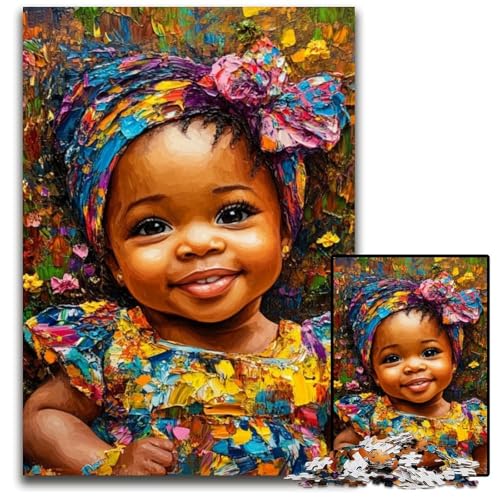 Puzzle 1000 Teile für Erwachsene, afrikanisches kleines Mädchen, Holzpuzzle, Teenager, Paare und Freunde zum Geburtstag, Weihnachten, 50x75cm von JIANGENNF