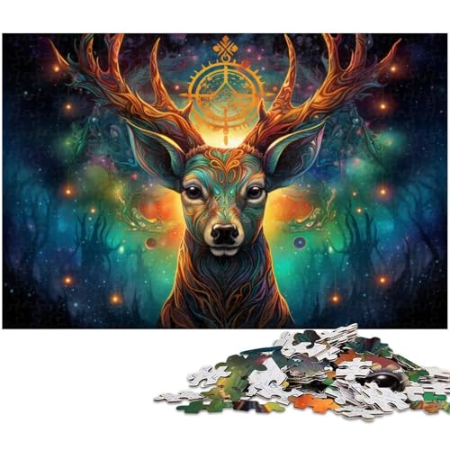 Puzzle 1000 Teile für Erwachsene, bunter Hirsch, Holzpuzzle, Familienaktivität, Heimdekoration zum Selbermachen, 50 x 75 cm / 19,68 x 29,52 Zoll Puzzle 1000 Teile für Erwachsene, bunter Hirsch, Holzpuzzle, Familienaktivität, Heimdekoration zum Selbermachen, 50 x 75 cm / 19,68 x 29,52 Zoll von JIANGENNF