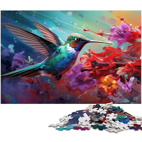 Puzzle 1000 Teile für Erwachsene, bunter Kolibri, Kartonpuzzle, Familienaktivität, Heimdekoration zum Selbermachen, 26 x 38 cm / 10,23 x 14,96 Zoll von JIANGENNF