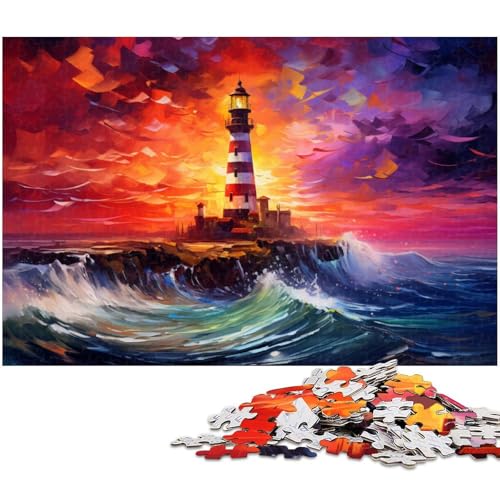 Puzzle 1000 Teile für Erwachsene, bunter Leuchtturm, Holzpuzzle, Familienaktivität, Heimdekoration zum Selbermachen, 50 x 75 cm / 19,68 x 29,52 Zoll Puzzle 1000 Teile für Erwachsene, bunter Leuchtturm, Holzpuzzle, Familienaktivität, Heimdekoration zum Selbermachen, 50 x 75 cm / 19,68 x 29,52 Zoll von JIANGENNF