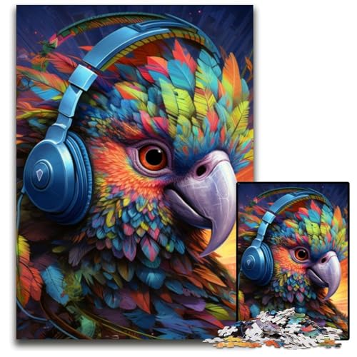 Puzzle 1000 Teile für Erwachsene, bunter Papagei, Papppuzzle, Spaß für den Familienspielabend, dekoratives Kunstwerk zum Selbermachen, 26x38cm/10,23x14,96 Zoll von JIANGENNF