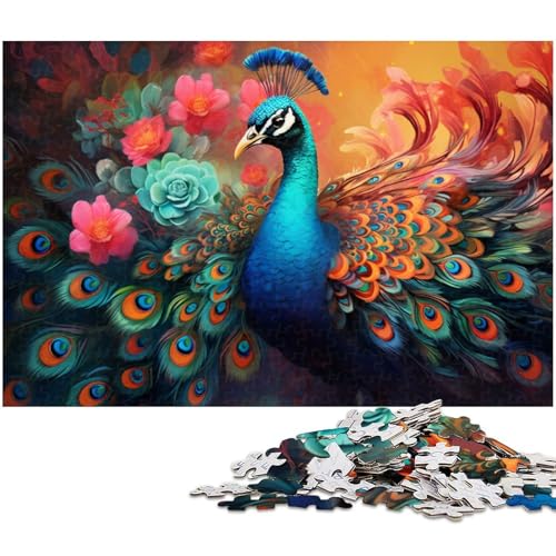 Puzzle 1000 Teile für Erwachsene, bunter Pfau, Holzpuzzle, Familienaktivität, Heimdekoration zum Selbermachen, 50 x 75 cm / 19,68 x 29,52 Zoll Puzzle 1000 Teile für Erwachsene, bunter Pfau, Holzpuzzle, Familienaktivität, Heimdekoration zum Selbermachen, 50 x 75 cm / 19,68 x 29,52 Zoll von JIANGENNF