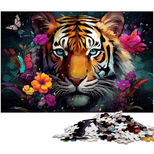 Puzzle 1000 Teile für Erwachsene, bunter Tiger, Holzpuzzle, Familienaktivität, Heimdekoration zum Selbermachen, 50 x 75 cm / 19,68 x 29,52 Zoll Puzzle 1000 Teile für Erwachsene, bunter Tiger, Holzpuzzle, Familienaktivität, Heimdekoration zum Selbermachen, 50 x 75 cm / 19,68 x 29,52 Zoll von JIANGENNF