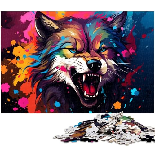 Puzzle 1000 Teile für Erwachsene, bunter Wolf, Holzpuzzle, Familienaktivität, Heimdekoration zum Selbermachen, 50 x 75 cm / 19,68 x 29,52 Zoll Puzzle 1000 Teile für Erwachsene, bunter Wolf, Holzpuzzle, Familienaktivität, Heimdekoration zum Selbermachen, 50 x 75 cm / 19,68 x 29,52 Zoll von JIANGENNF