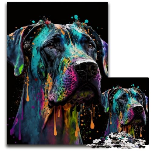 Puzzle 1000 Teile für Erwachsene, buntes Beagle-Puzzle für Erwachsene, Denkspiel für Teenager, 26x38cm/10,23x14,96 Zoll von JIANGENNF