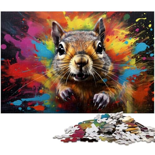 Puzzle 1000 Teile für Erwachsene, buntes Eichhörnchen, Kartonpuzzle, Familienaktivität, Heimdekoration zum Selbermachen, 26 x 38 cm / 10,23 x 14,96 Zoll Puzzle 1000 Teile für Erwachsene, buntes Eichhörnchen, Kartonpuzzle, Familienaktivität, Heimdekoration zum Selbermachen, 26 x 38 cm / 10,23 x 14,96 Zoll von JIANGENNF