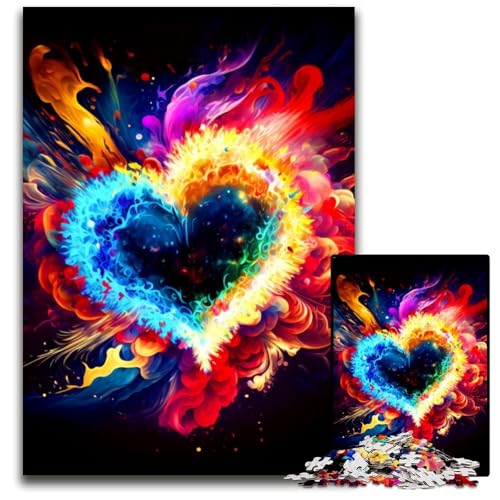 Puzzle 1000 Teile für Erwachsene, buntes Herz-Puzzle für Erwachsene, Eltern, Partner, Freunde – ab 14 Jahren, 26x38cm/10,23x14,96 Zoll Puzzle 1000 Teile für Erwachsene, buntes Herz-Puzzle für Erwachsene, Eltern, Partner, Freunde – ab 14 Jahren, 26x38cm/10,23x14,96 Zoll von JIANGENNF