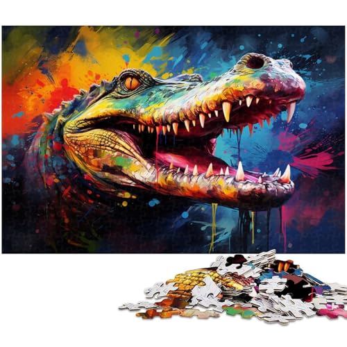 Puzzle 1000 Teile für Erwachsene, buntes Krokodil-Holzpuzzle, Muttertag, Geburtstage, Weihnachten, 50 x 75 cm / 19,68 x 29,52 Zoll Puzzle 1000 Teile für Erwachsene, buntes Krokodil-Holzpuzzle, Muttertag, Geburtstage, Weihnachten, 50 x 75 cm / 19,68 x 29,52 Zoll von JIANGENNF