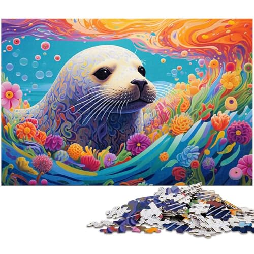 Puzzle 1000 Teile für Erwachsene, buntes Siegel, unmögliches Puzzle für Erwachsene, Geburtstagsgeschenkidee, anspruchsvolles Denkspiel, 26 x 38 cm / 10,23 x 14,96 Zoll Puzzle 1000 Teile für Erwachsene, buntes Siegel, unmögliches Puzzle für Erwachsene, Geburtstagsgeschenkidee, anspruchsvolles Denkspiel, 26 x 38 cm / 10,23 x 14,96 Zoll von JIANGENNF
