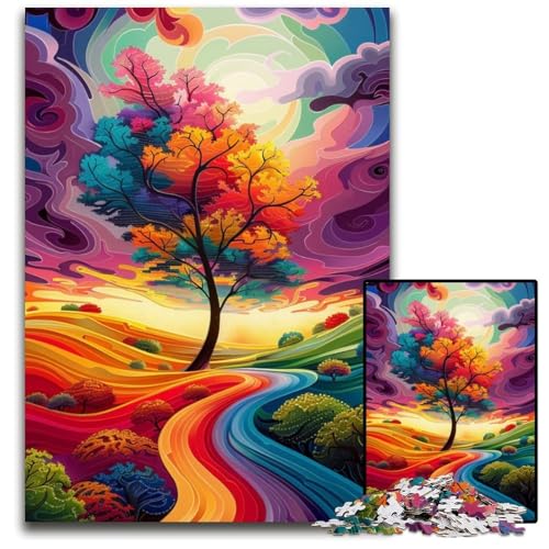 Puzzle 1000 Teile für Erwachsene, farbenfrohe außerirdische Landschaft, Papppuzzles für Reiseliebhaber und Paare, anspruchsvolles Spielzeug, 26x38cm/10,23x14,96 Zoll von JIANGENNF